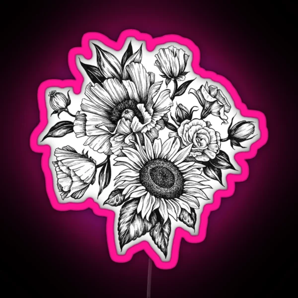 Flowers In Ink RGB Neon Sign