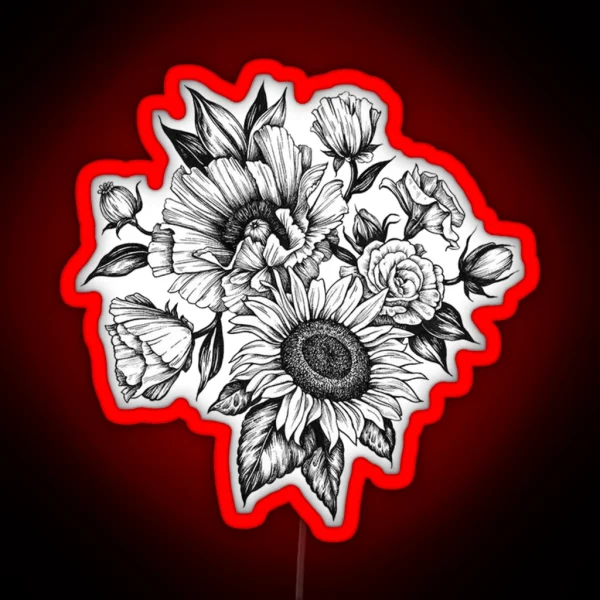 Flowers In Ink RGB Neon Sign