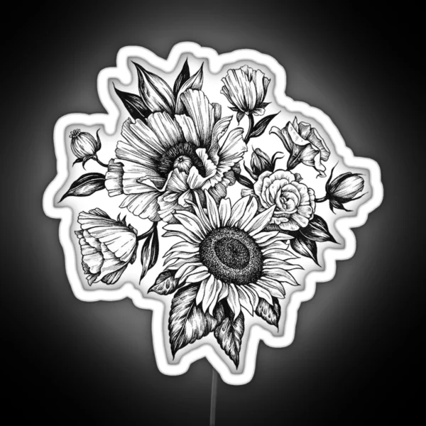 Flowers In Ink RGB Neon Sign