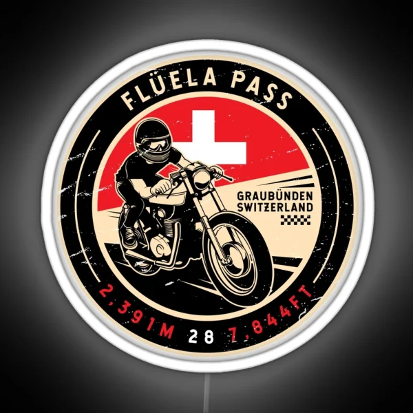 Fluela Pass Switzerland Motorcycle RGB Neon Sign
