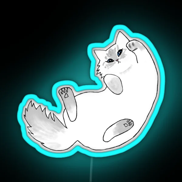 Fluffy Playful Kitten RGB Neon Sign