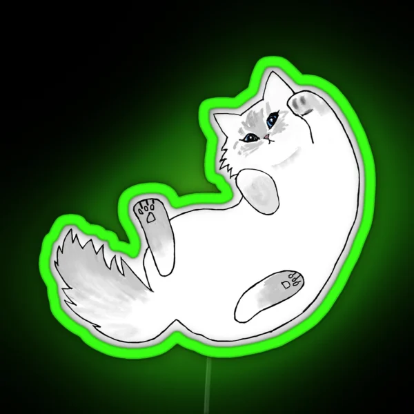 Fluffy Playful Kitten RGB Neon Sign