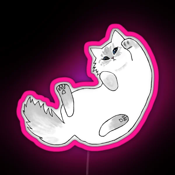 Fluffy Playful Kitten RGB Neon Sign