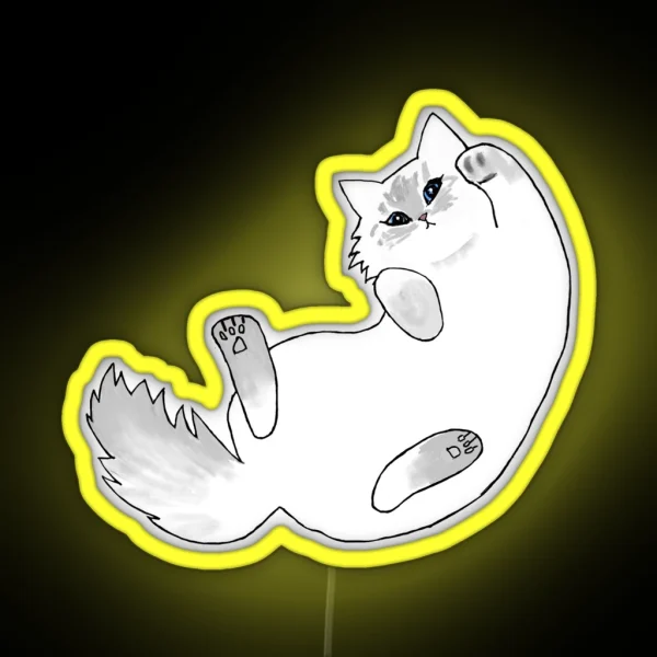 Fluffy Playful Kitten RGB Neon Sign