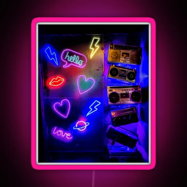 Fluorescent Eccentric Light Print RGB Neon Sign