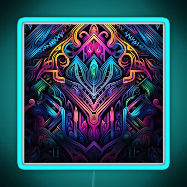 Fluorescent Multicolor Tribal Network Print RGB Neon Sign