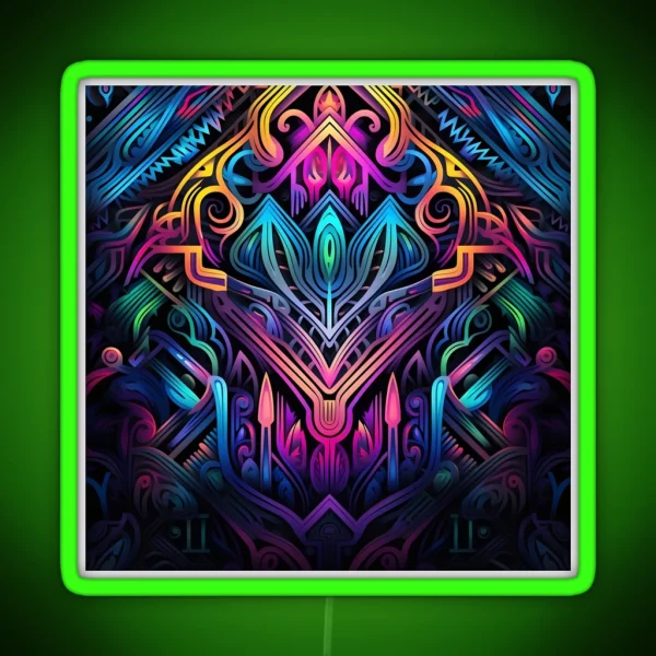 Fluorescent Multicolor Tribal Network Print RGB Neon Sign