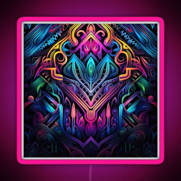 Fluorescent Multicolor Tribal Network Print RGB Neon Sign
