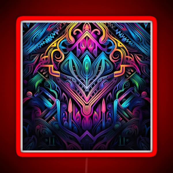 Fluorescent Multicolor Tribal Network Print RGB Neon Sign