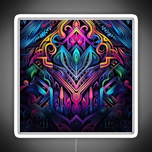 Fluorescent Multicolor Tribal Network Print RGB Neon Sign
