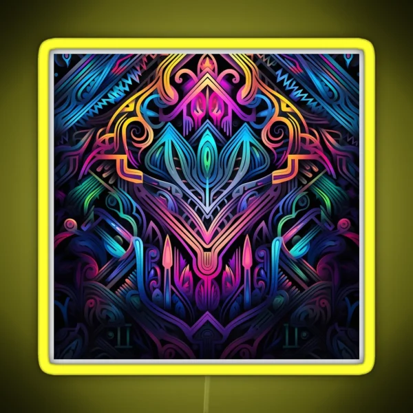 Fluorescent Multicolor Tribal Network Print RGB Neon Sign