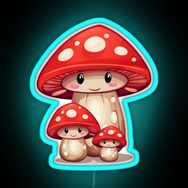 Fly Agaric Family RGB Neon Sign