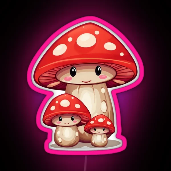 Fly Agaric Family RGB Neon Sign