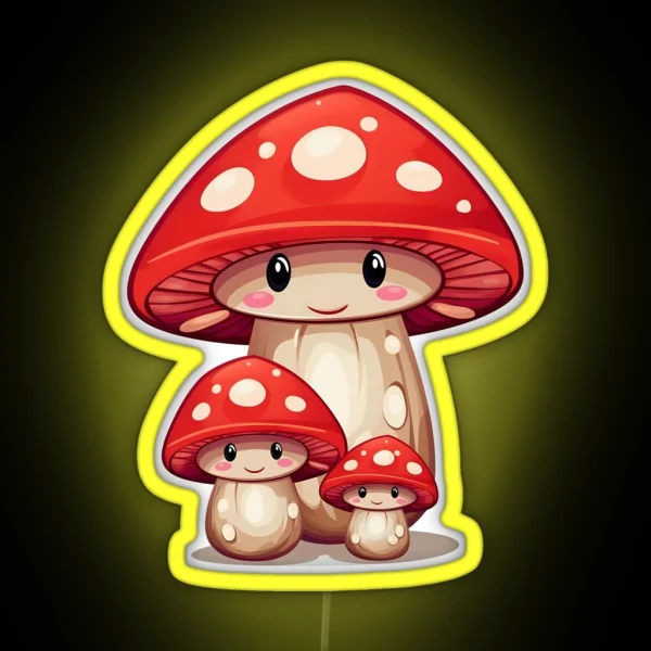 Fly Agaric Family RGB Neon Sign