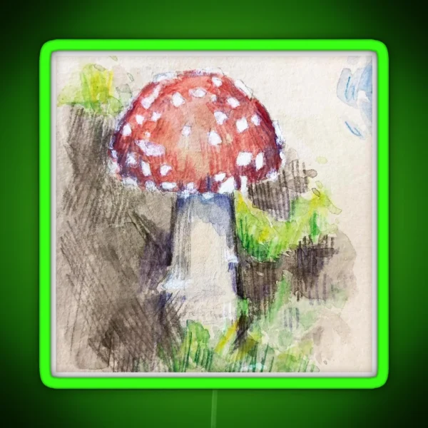 Fly Agaric Illustration RGB Neon Sign