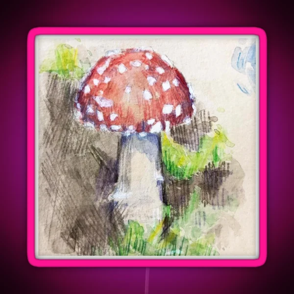 Fly Agaric Illustration RGB Neon Sign