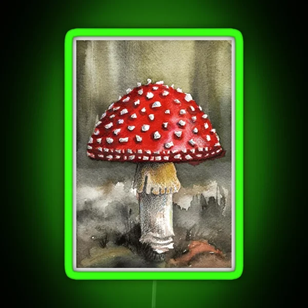 Fly Agaric Mushroom Painting RGB Neon Sign