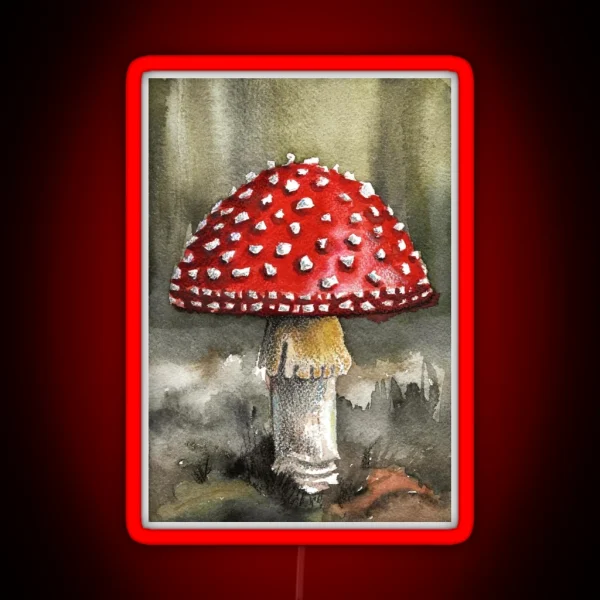 Fly Agaric Mushroom Painting RGB Neon Sign