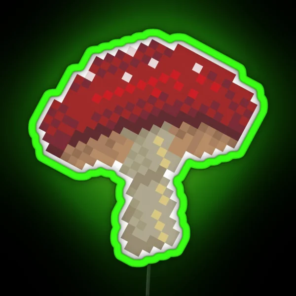 Fly Agaric Mushroom Pixel RGB Neon Sign