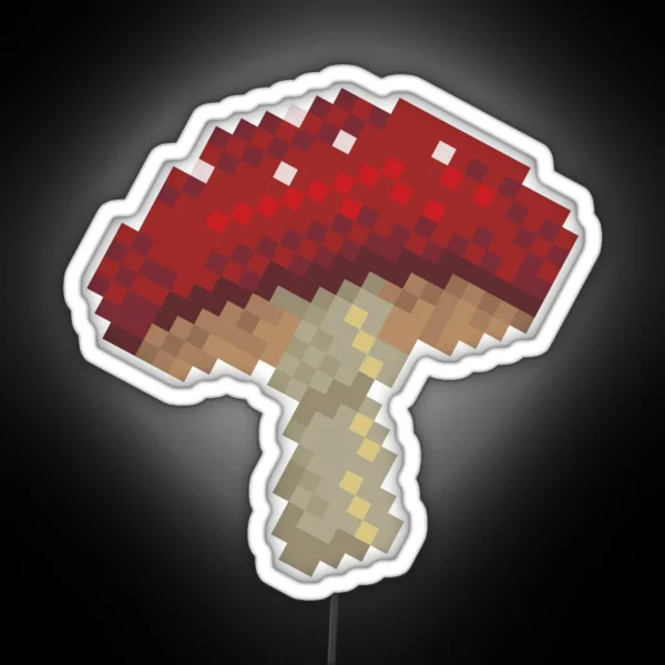 Fly Agaric Mushroom Pixel RGB Neon Sign