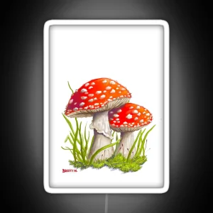 Fly Agaric Toadstools White Background RGB Neon Sign