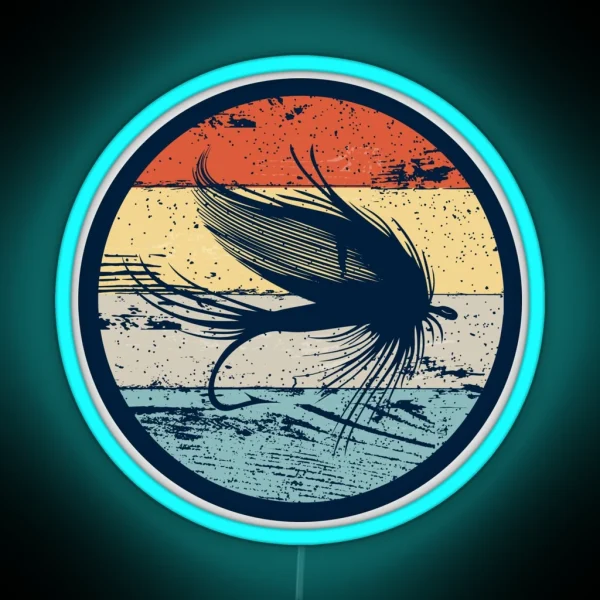 Fly Fishing Angler Vintage Retro Look Gift RGB Neon Sign