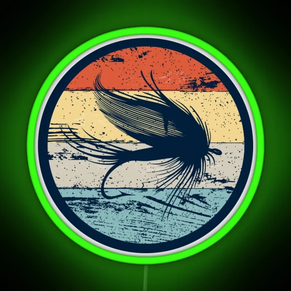 Fly Fishing Angler Vintage Retro Look Gift RGB Neon Sign