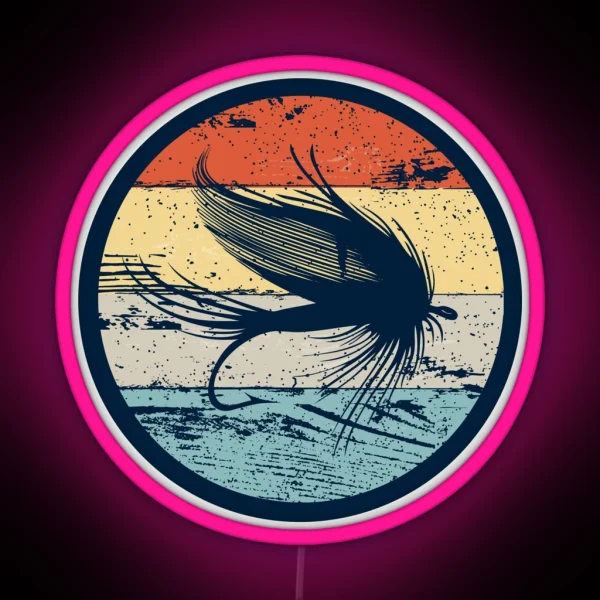 Fly Fishing Angler Vintage Retro Look Gift RGB Neon Sign