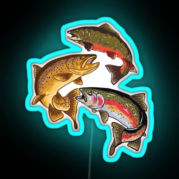 Fly Fishing Trout Tribute RGB Neon Sign