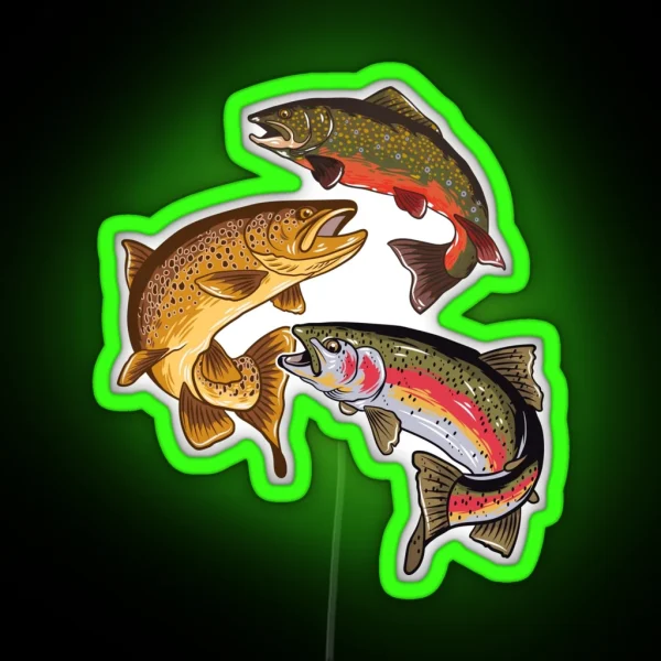 Fly Fishing Trout Tribute RGB Neon Sign