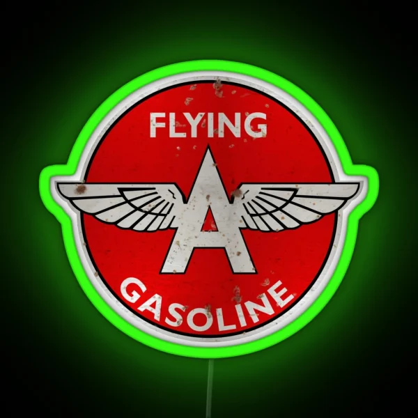 Flying A Gasoline Rusted Version RGB Neon Sign