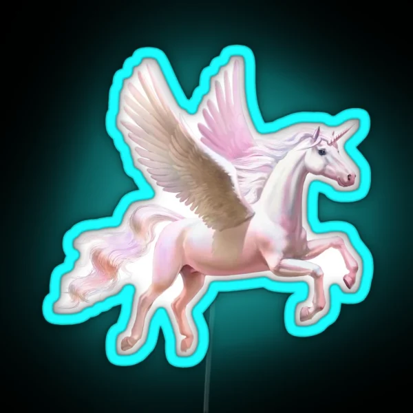 Flying Unicorn At Sunset RGB Neon Sign