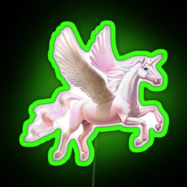 Flying Unicorn At Sunset RGB Neon Sign