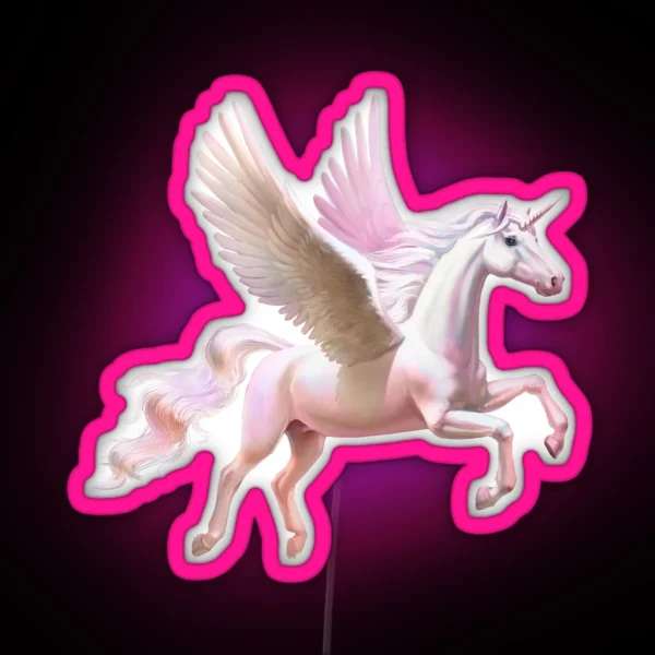 Flying Unicorn At Sunset RGB Neon Sign