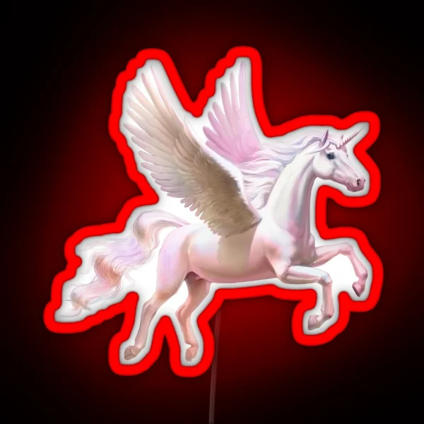 Flying Unicorn At Sunset RGB Neon Sign