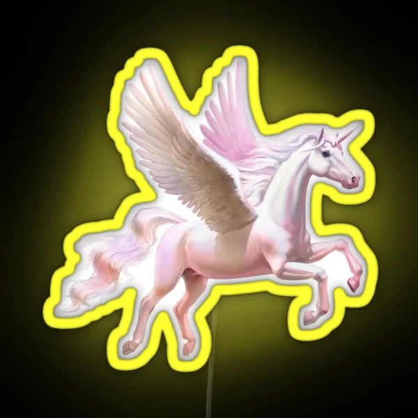 Flying Unicorn At Sunset RGB Neon Sign