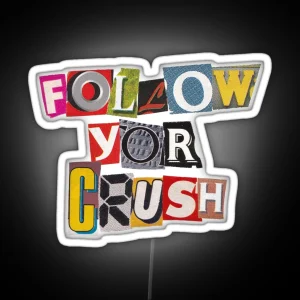 FOLLOW YOR CRUSH Cut Out Letters Magazine FOLLOW YOR CRUSH RGB Neon Sign