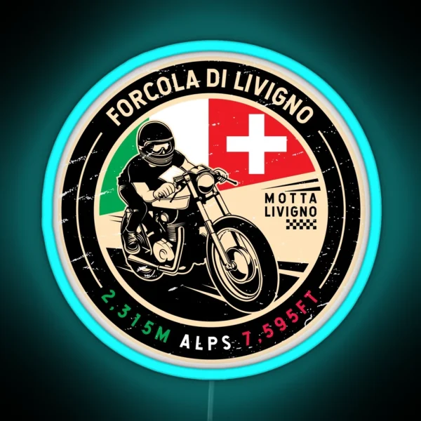 Forcola Di Livigno Italy Switzerland Motorcycle RGB Neon Sign
