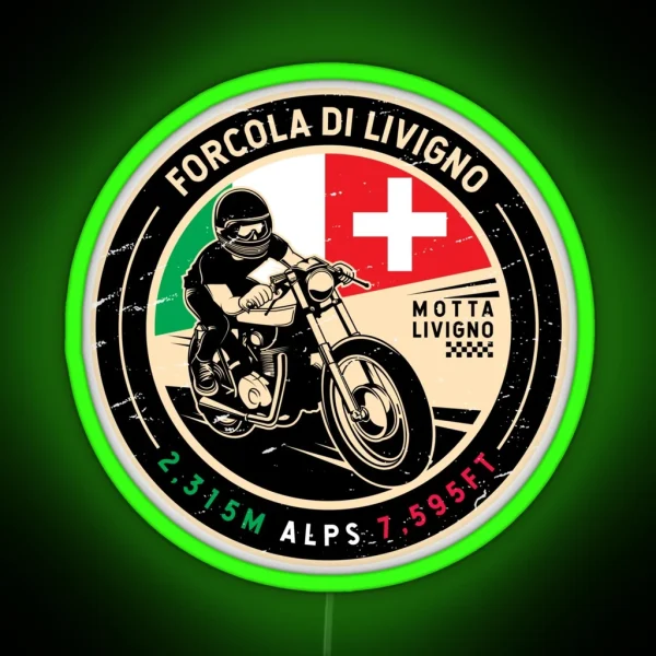 Forcola Di Livigno Italy Switzerland Motorcycle RGB Neon Sign