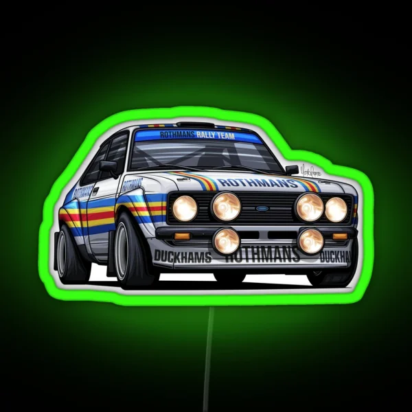 Ford Escort RS2000 MK2 Rothmans Art RGB Neon Sign