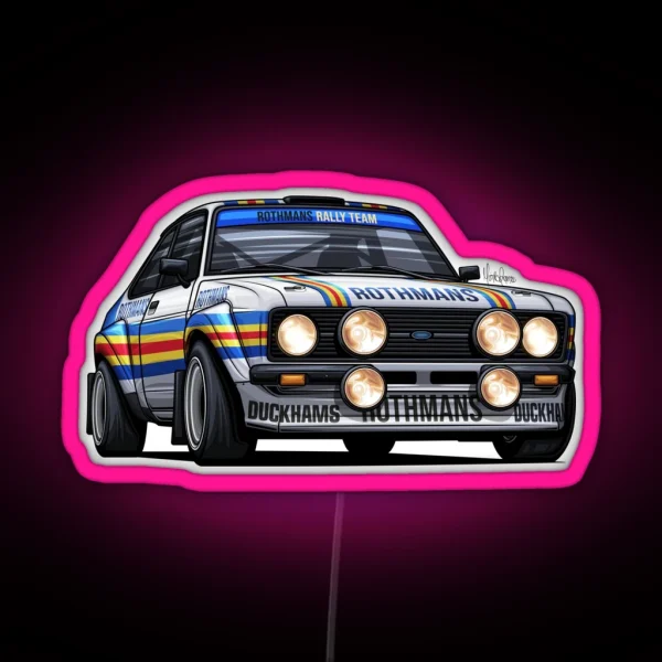 Ford Escort RS2000 MK2 Rothmans Art RGB Neon Sign