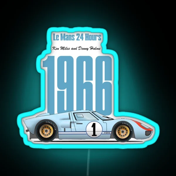 Ford GT40 Ken Miles 1966 Le Mans RGB Neon Sign