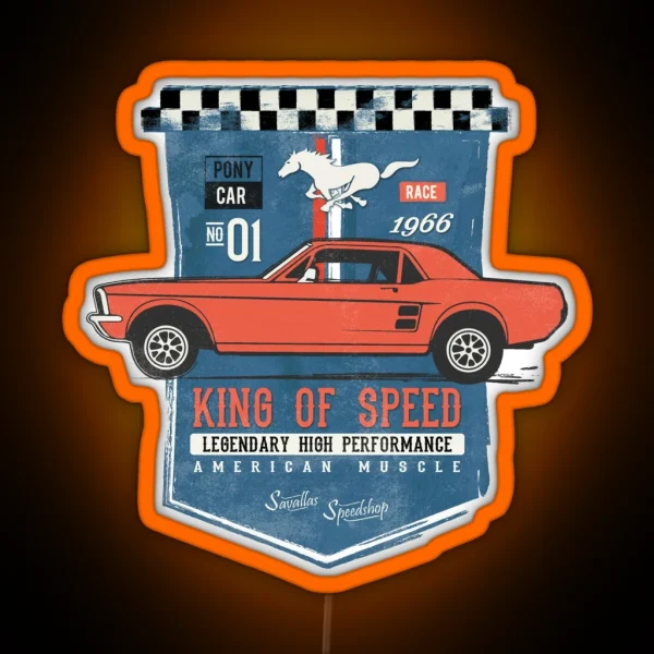 Ford Mustang King Of Speed RGB Neon Sign