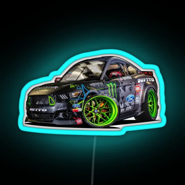 Ford Mustang RTR Competition Spec Drift Car RGB Neon Sign