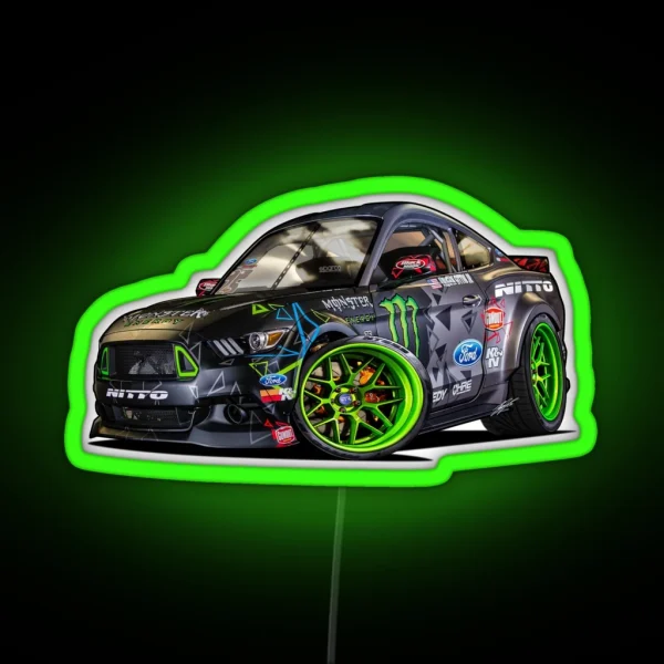 Ford Mustang RTR Competition Spec Drift Car RGB Neon Sign
