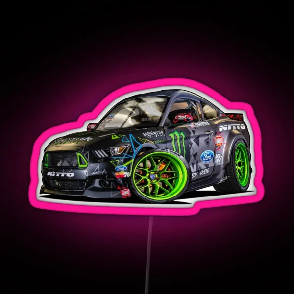 Ford Mustang RTR Competition Spec Drift Car RGB Neon Sign