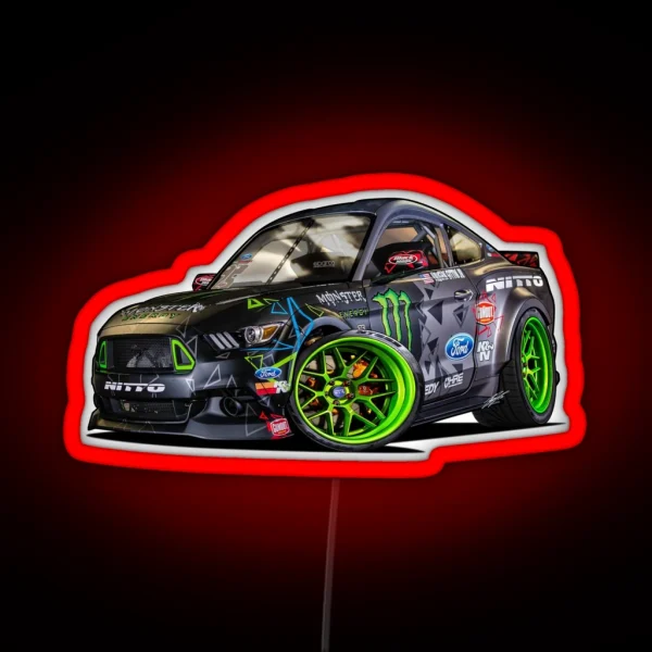 Ford Mustang RTR Competition Spec Drift Car RGB Neon Sign