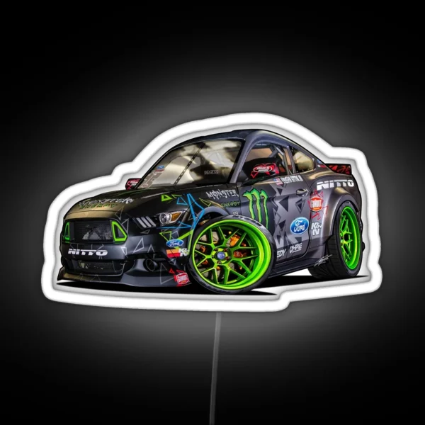 Ford Mustang RTR Competition Spec Drift Car RGB Neon Sign