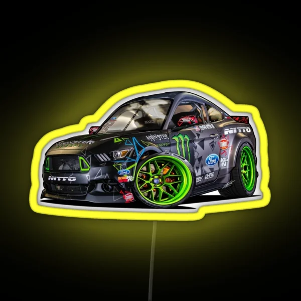 Ford Mustang RTR Competition Spec Drift Car RGB Neon Sign