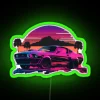 Ford Mustang Shelby Synthwave Sunset RGB Neon Sign - Image 3
